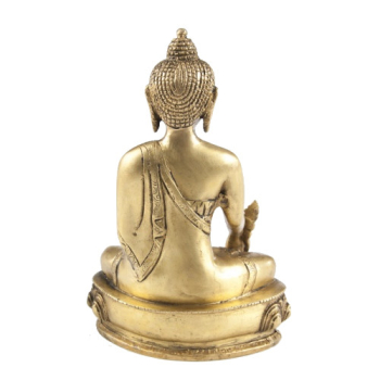 Medicinal Buddha Statue aus Messing 20cm - Heilpflanze, linke Hand