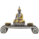Davartis - Kerzenhalter - Teelichthalter - Buddha mit Goldverzierung und Glasapplikationen