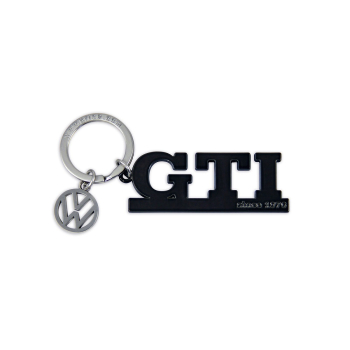 VW GTI Since 1976 - Schlüsselanhänger schwarz mit VW Logo Charm silber