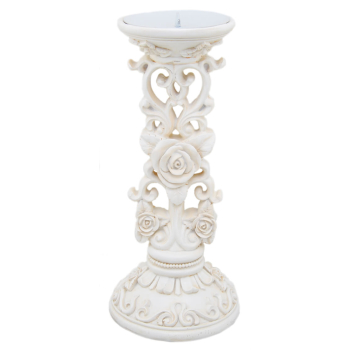 Davartis - Kerzenständer Rose in Antik-weiß - ca. 22cm