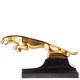 Art Deco massive Bronzefigur Springender Jaguar, goldfarben - auf Marmorsockel
