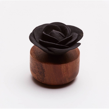 ANOQ - Duftstein Rose du Bengale - Akazienholz, Keramikblume in Weiß, Schwarz und Grau