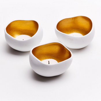 ANOQ - Kerzenhalter Gold - 3 Stück aus Keramik