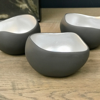ANOQ - Kerzenhalter Grau - 3 St&uuml;ck aus Keramik