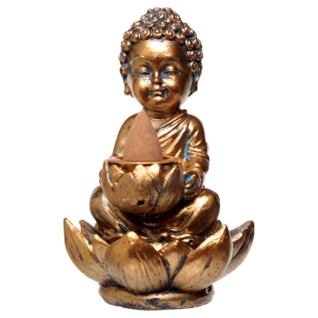 Davartis - Kleiner Buddha Rückfluss Räuchergefäß - gold