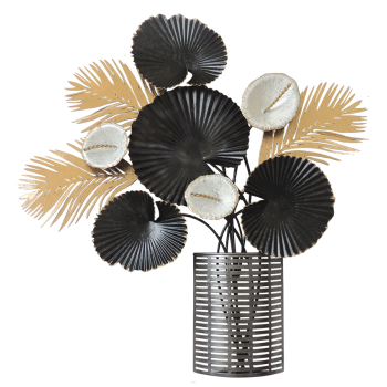Davartis - Wandobjekt Vase mit Blumen 56cm - Metall