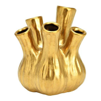 Davartis - Fenchelherz Vase aus Keramik - goldfarben
