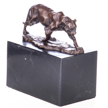 Art Deco Bronzefigur Panther Skulptur auf schwarzem...