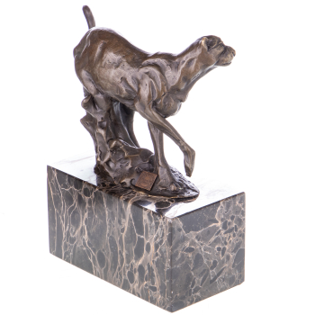 Art Deco Bronzefigur Panther auf braun-schwarzem Marmorsockel