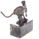 Art Deco Bronzefigur Panther auf braun-schwarzem Marmorsockel
