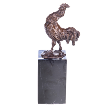 Art Deco Bronzefigur Hahn - auf Marmorsockel