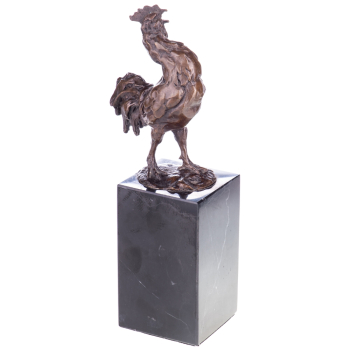 Art Deco Bronzefigur Hahn - auf Marmorsockel