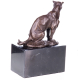 Art Deco Bronzefigur sitzender Panther - auf Marmorsockel