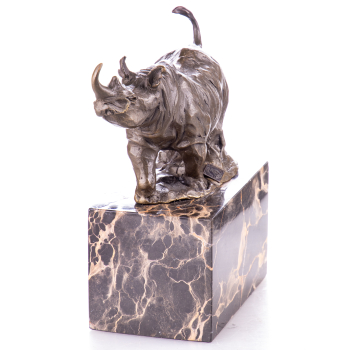 Art Deco Bronzefigur Nashorn auf Marmorsockel