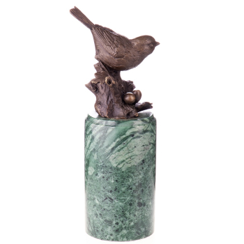 Art Deco Bronzefigur Vogel auf einem Eichenast - auf...