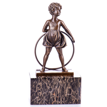 Art Deco Bronzefigur Mädchen mit Reif "Hoop...