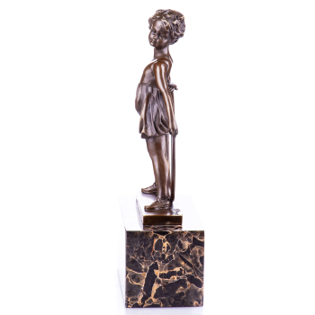 Art Deco Bronzefigur Mädchen mit Reif "Hoop Girl" auf Marmorsockel
