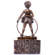 Art Deco Bronzefigur Mädchen mit Reif "Hoop Girl" auf Marmorsockel