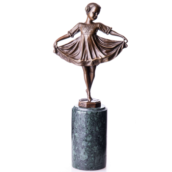 Art Deco Bronzefigur Ballerina auf Marmorsockel