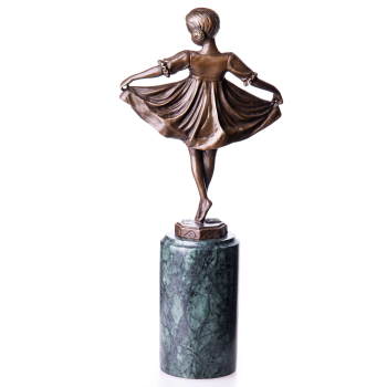 Art Deco Bronzefigur Ballerina auf Marmorsockel