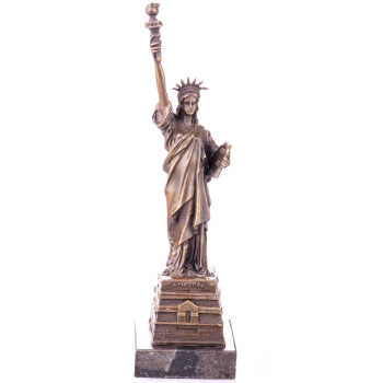 Art Deco Bronzefigur Freiheitsstatue auf Marmorsockel