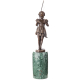 Art Deco Bronzefigur Mädchen mit Angel nach Ferdinand Preiss - auf Marmorsockel