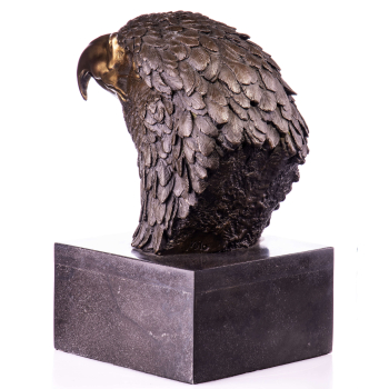 Art Deco Bronzefigur Adler Kopf groß - Skulptur auf Marmorsockel