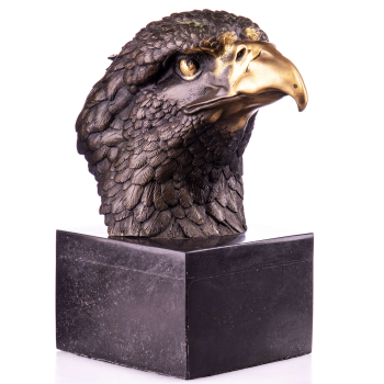 Art Deco Bronzefigur Adler Kopf mittel - Skulptur auf Marmorsockel