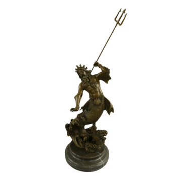 Davartis - Bronzefigur Neptun/Poseidon H.44x16cm - auf Marmorsockel