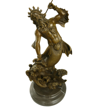 Davartis - Bronzefigur Neptun/Poseidon H.44x16cm - auf Marmorsockel