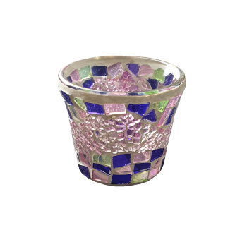 Teelicht / Teelichthalter Glas/Mosaik - Flieder